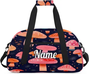 Mushroom Plant Custom Name Sport Duffel Bag Dance Bag for Girls Teens Personalized Ballet Bag Gift for Birthday Christmas Helloween