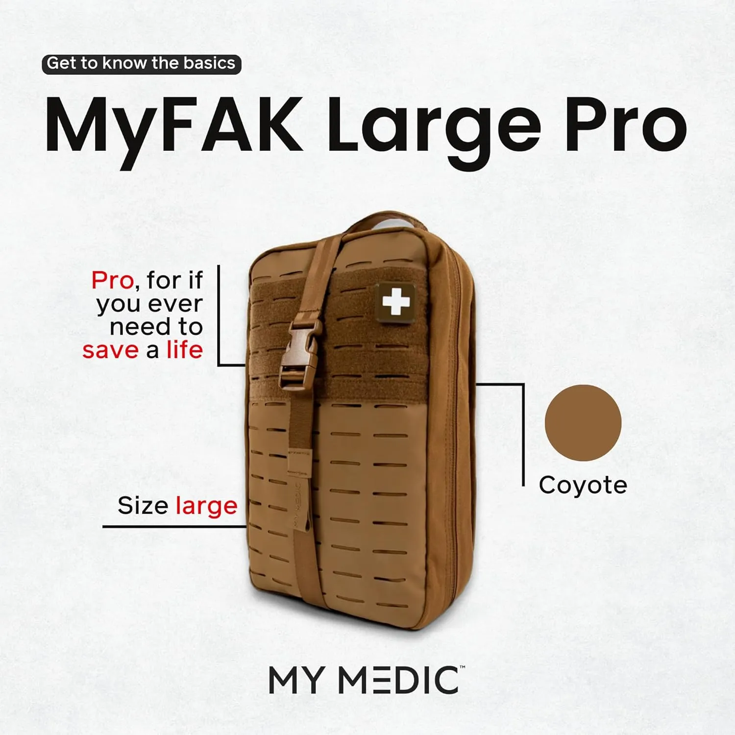 My Medic MYFAK Large Pro- HSA FSA Approved Ifak First Aid Kit - Comprehensive 200 life saving Item Medical Kit - Boat or Car First Aid Kit - Coyote