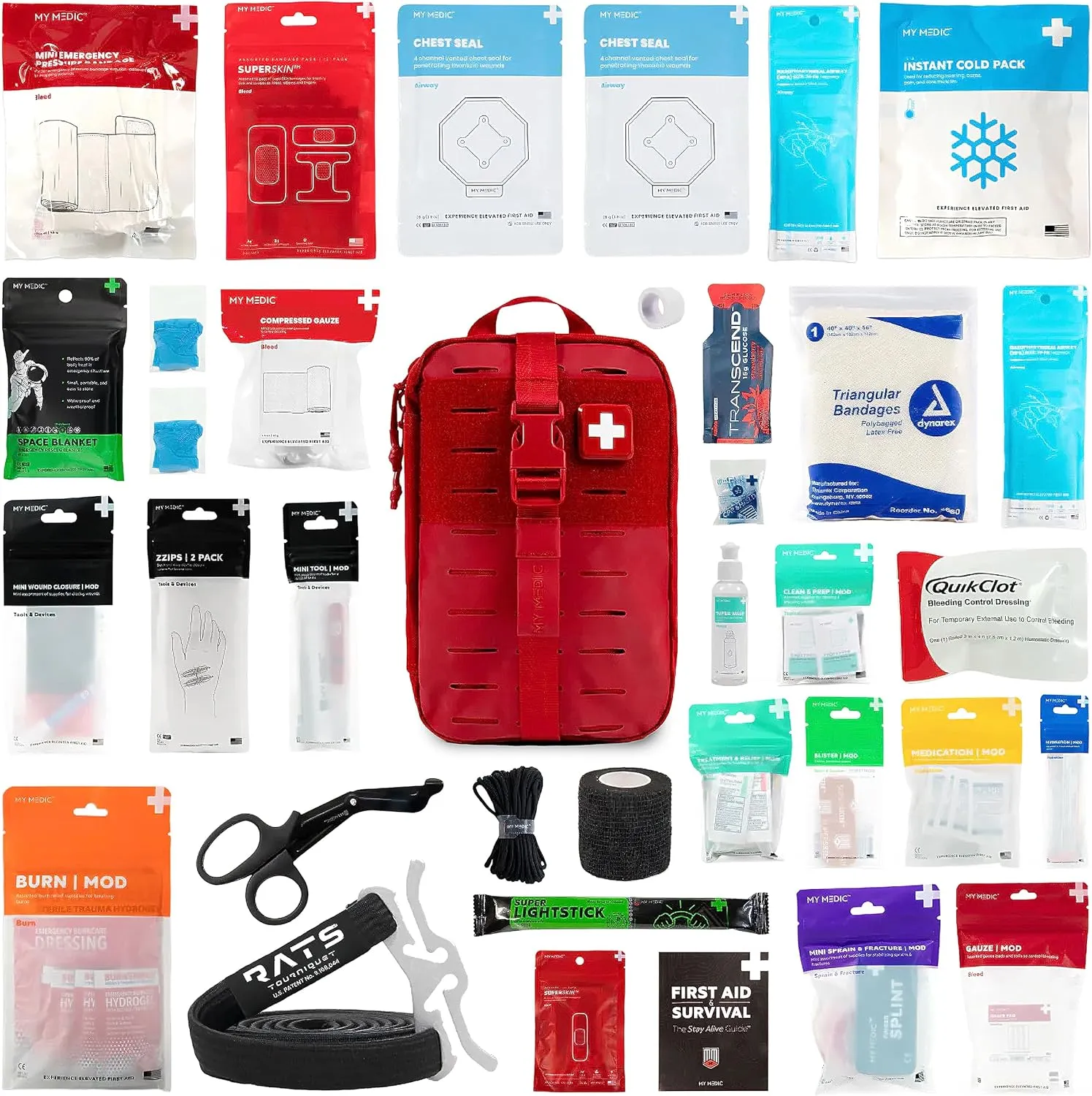 MY MEDIC MyFAK PRO Ifak First Aid Kit - 140 Life Saving Trauma and Medical Items - HSA FSA Eligible Survival Kit for Camping or Your Car - RED