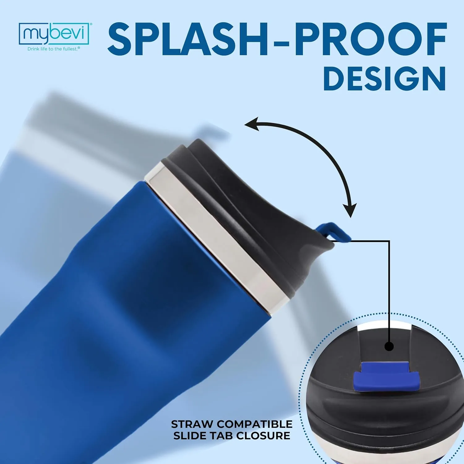 MyBevi Retro Wave Stainless Steel Premium Grade Insulated Travel Tumbler (12 oz Matte Navy, 12 oz)