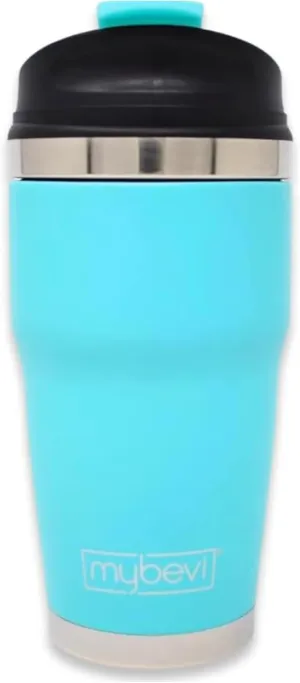 MyBevi Retro Wave Stainless Steel Premium Grade Insulated Travel Tumbler (12 oz Matte Turquoise, 12 oz)