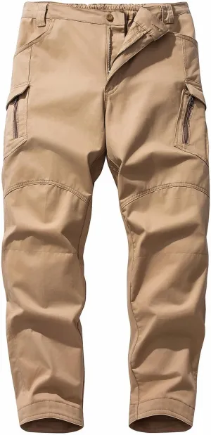 Mylldey Men's Hiking Pants Relaxed Fit Cotton Mens Work Pants Elastic Waist Cargo Mens Tactical Outdoor Pants