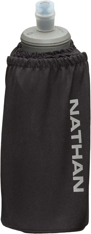 Nathan Handheld Soft Flask 18oz - Exo-Draw Insulated Collapsible Bottle - Grip-Free Strap & Rigid ExoSpine for Comfort/Support - Breathable Mesh Strap - Ideal Running/Hiking, Pinnacle, Black