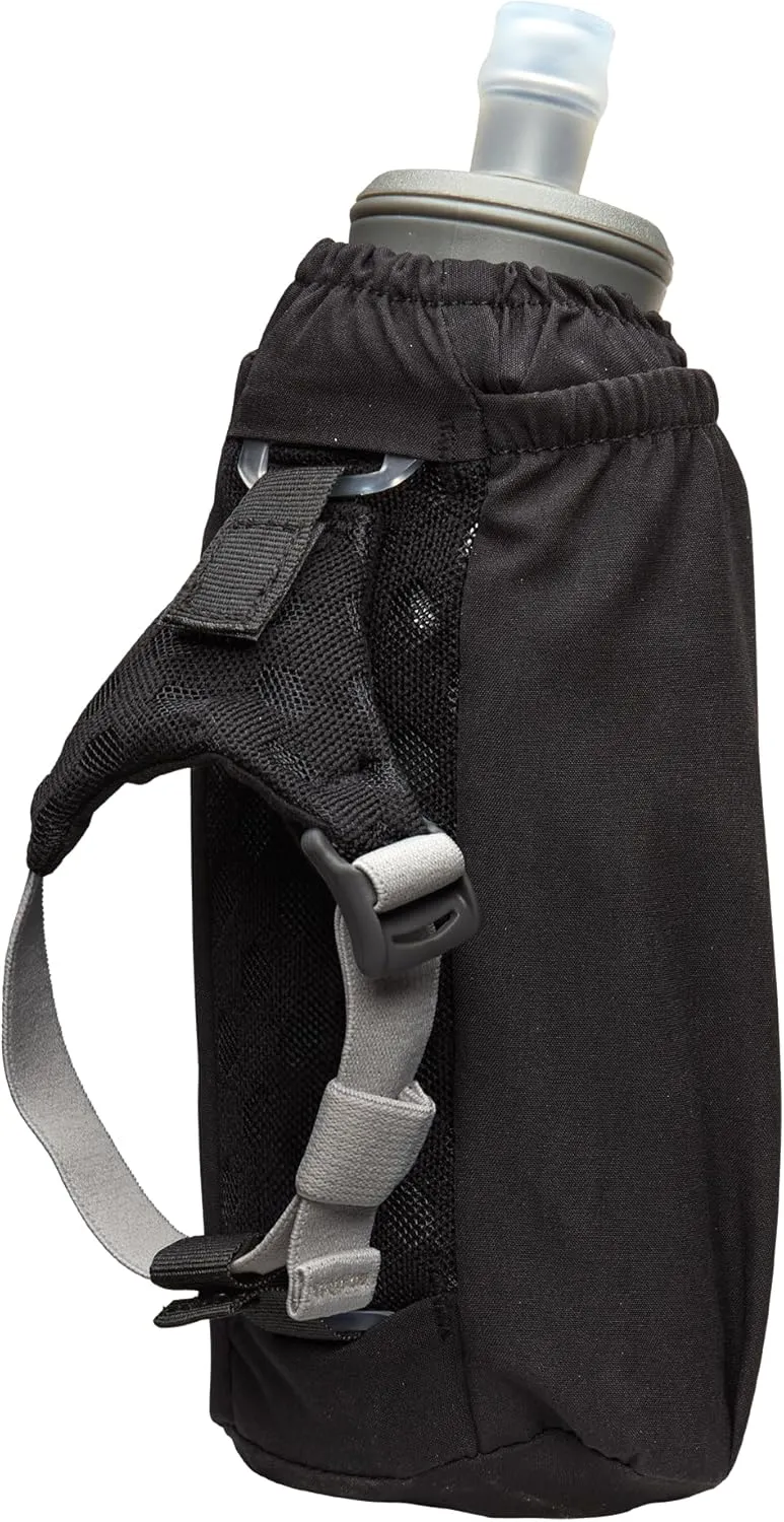 Nathan Handheld Soft Flask 18oz - Exo-Draw Insulated Collapsible Bottle - Grip-Free Strap & Rigid ExoSpine for Comfort/Support - Breathable Mesh Strap - Ideal Running/Hiking, Pinnacle, Black