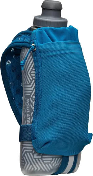 Nathan Insulated Handheld Flask 18oz - Double-Wall Insulation - Ergonomic Grip with Blast Valve Cap - Secure Pockets for Phone/Keys - Reflective - Ideal for Running, SpeedDraw 2, Deep Blue