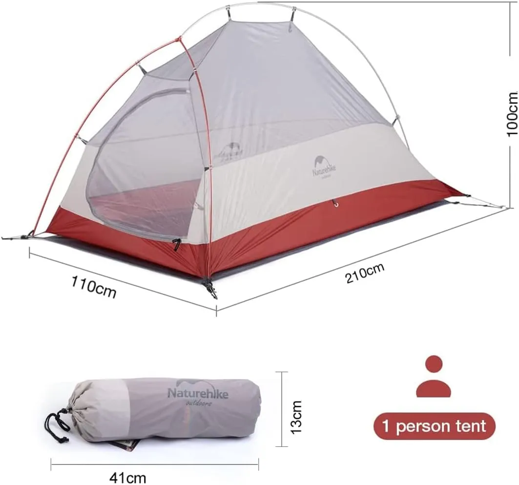 Naturehike Cloud-Up 1 Person Tent, Lightweight Backpacking Tents for One Man, Waterproof Ultralight One Person Tent for Camping Hiking Backpacking