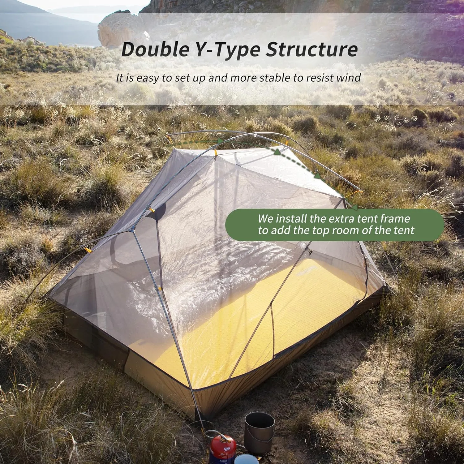Naturehike Mongar 2 Person 3 Season Camping Tent Ultralight Backpacking Tent for Hiking Cycling