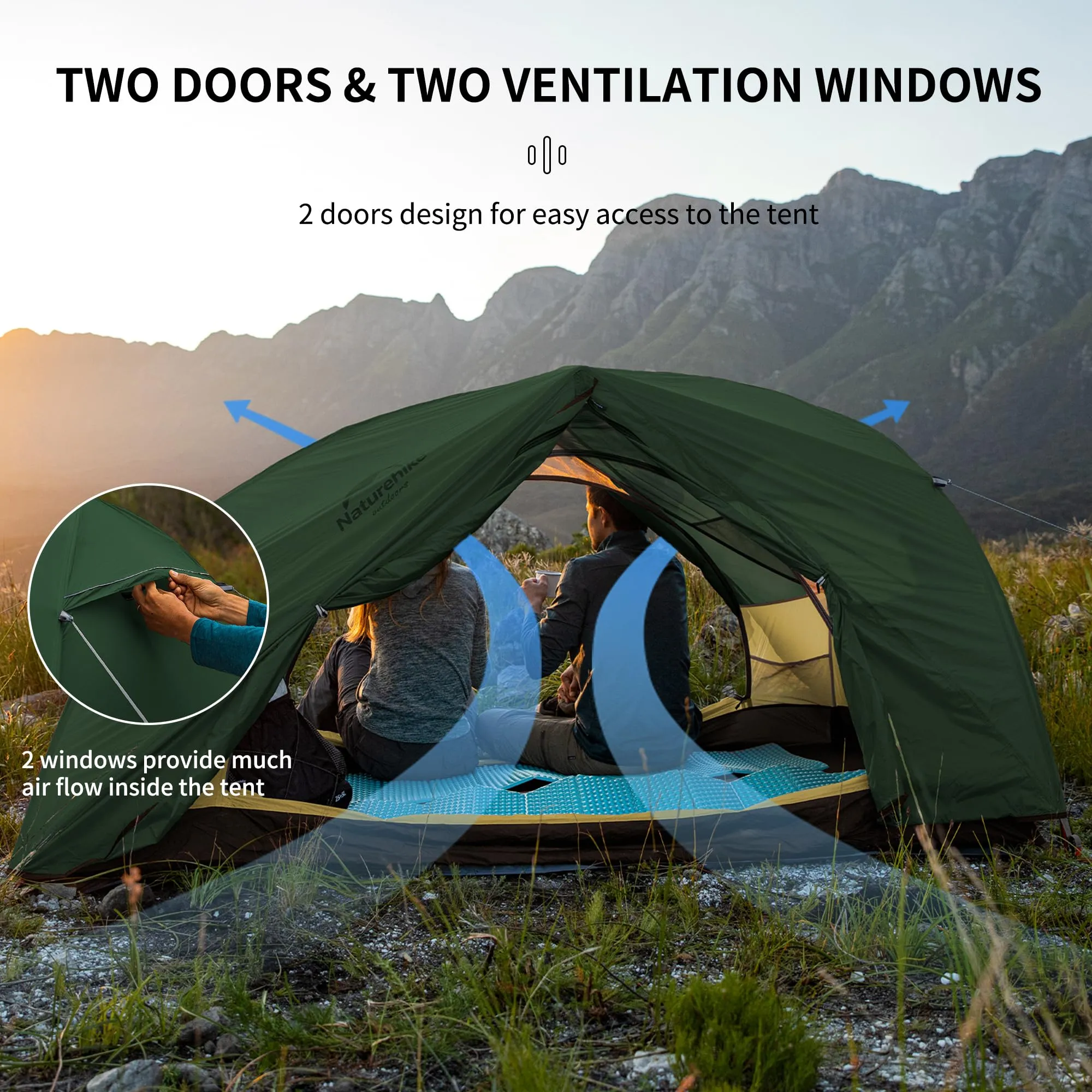Naturehike Star River 2 Person Backpacking Tent, Double Layer Ultralight Two Person Tent for Camping Hiking, 2 Man Lightweight Tent for Cycling, Bikepacking Forest Green