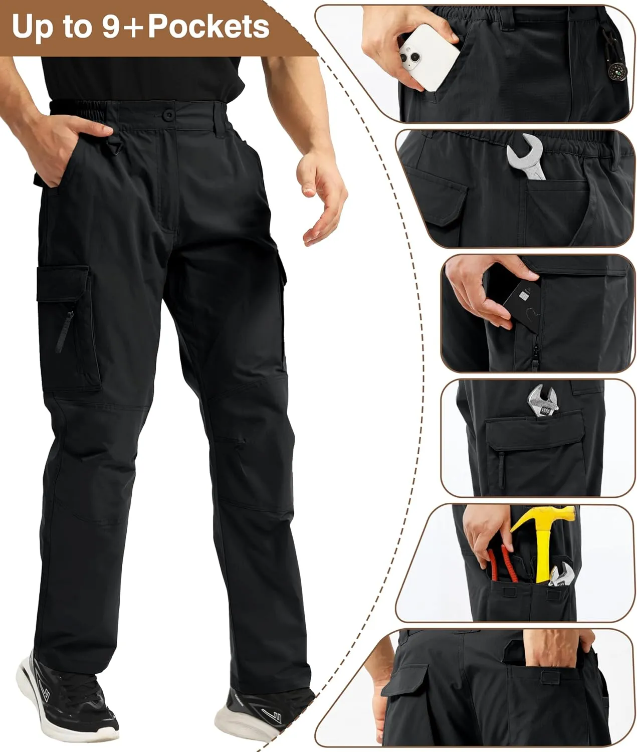 NATUVENIX Tactical Pants for Men, Ripstop Lightweight Cargo Work Pants for Men Water Resistant Mens Hiking Pants Outdoor