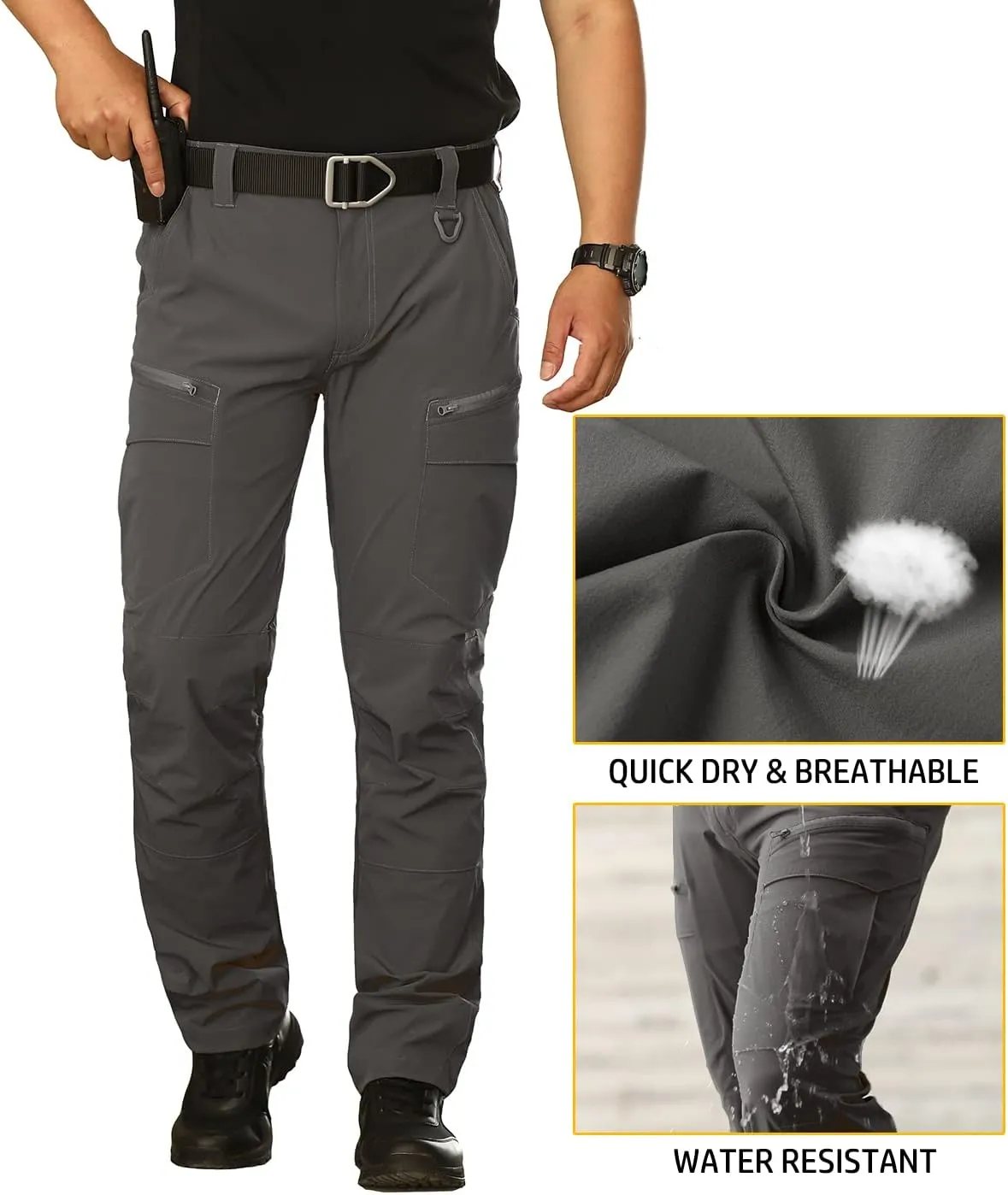NAVEKULL Men's Lightweight Tactical Hiking Pants Quick Dry Stretch Multi-Pockets Outdoor Work Cargo Pants