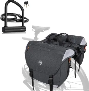 NDakter Panniers Bike Bags Waterproof Expandable to 35L Bicycle Rear Rack Bag, Double Bicycle Trunk Bag with Reflective Trim, E-Bike Accessories for Commuting Travel Cycling Storage