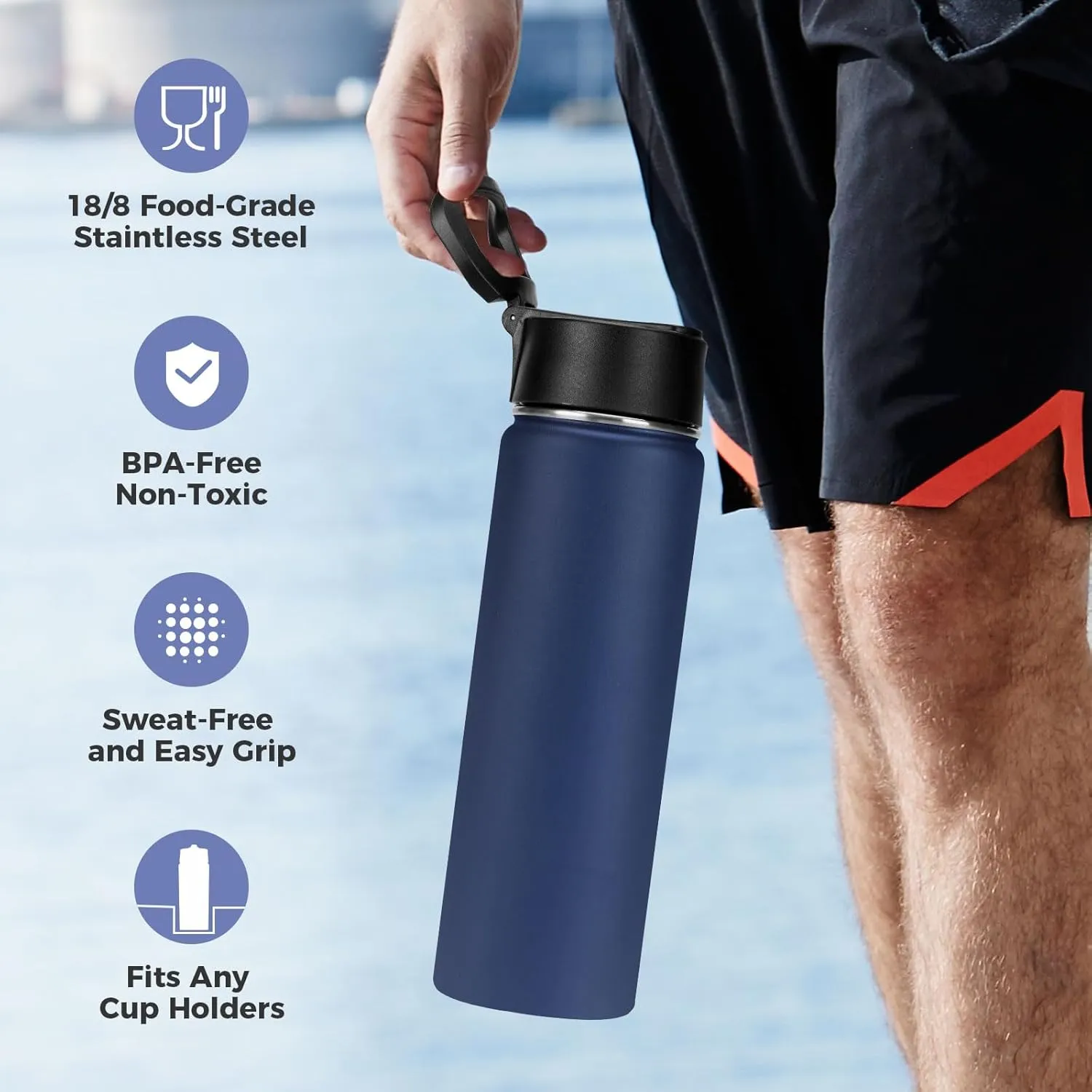 Neihepal 22 oz Insulated Kids Water Bottle with Straw Lid Bulk 8 Pack,Reusable Double Wall Vacuum Metal Thermos Keeps Cold and Hot,18/8 Stainless Steel Sports Bottles for Gym School(Eight Color,8Set)