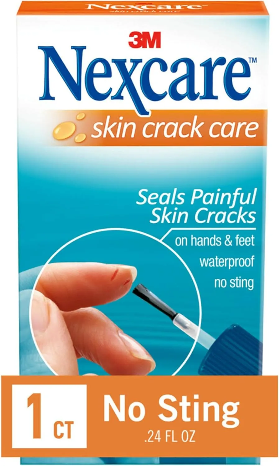 Nexcare Skin Crack Care, Skincare Solution for Cracked Skin, Keep in First Aid Kit - 0.24 fl oz Bottle