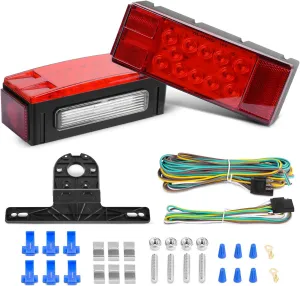 Nilight TL-20 2PCS Submersible Kit Low Profile Rectangular LED Stop Tail Turn Signal Side Marker Light on 12V RV Pickup Trucks Marine Boats Trailers, 2 Years Warranty,Red, White, Black