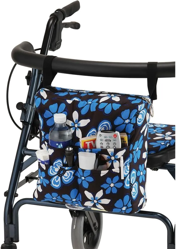 NOVA Medical Products NOVA Walker Bag, Large Carry Bag with 3 Front Pockets for All Walkers, Aloha Blue, 1 Count