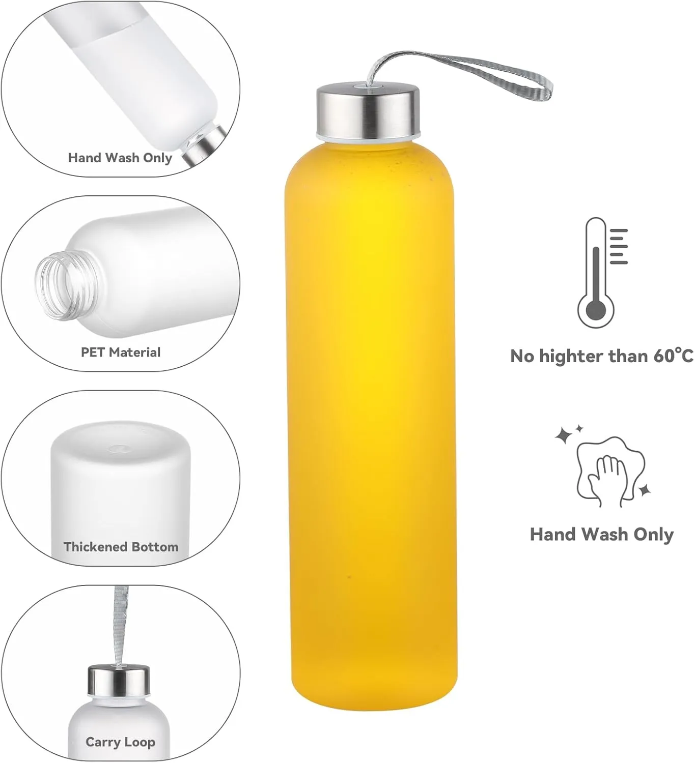 novelinks 4 Pack 27OZ Frosted Water Bottles with Stainless Steel Silver Lid,Leakproof Gym Bottles, Reusable Sport Water Jug for Fitness Camping Office