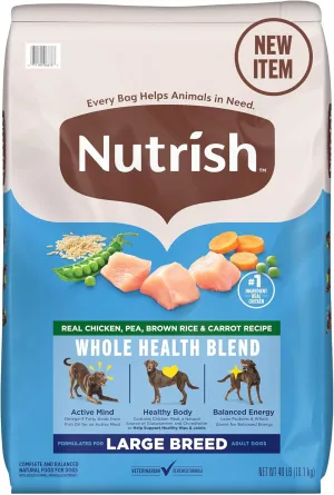 Nutrish Large Breed Real Chicken, Pea, Brown Rice & Carrot Recipe Whole Health Blend Dry Dog Food, 40 lb. Bag (Rachael Ray)