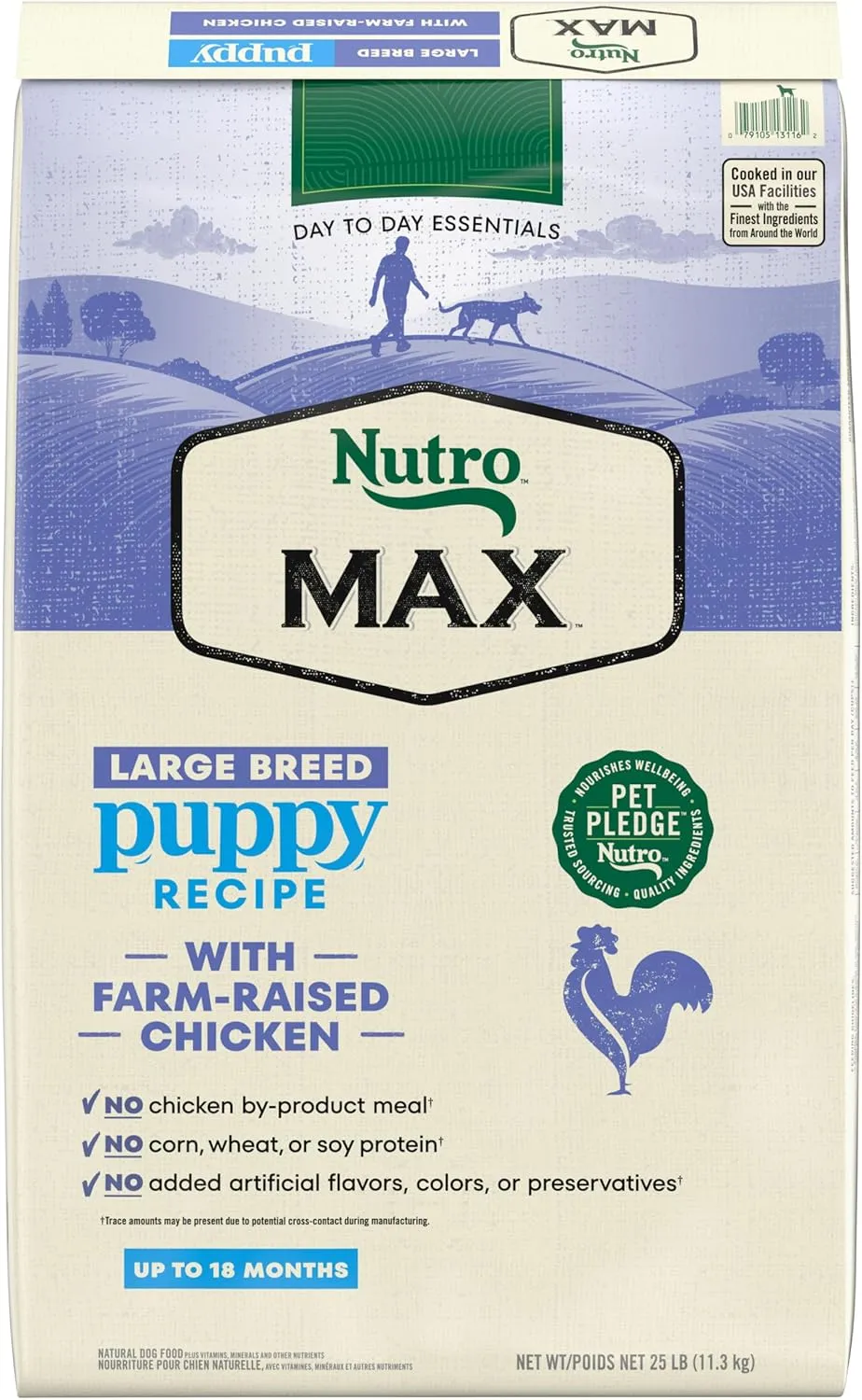 Nutro Max Large Breed Puppy Dry Dog Food with Farm-Raised Chicken, 25 lb. Bag