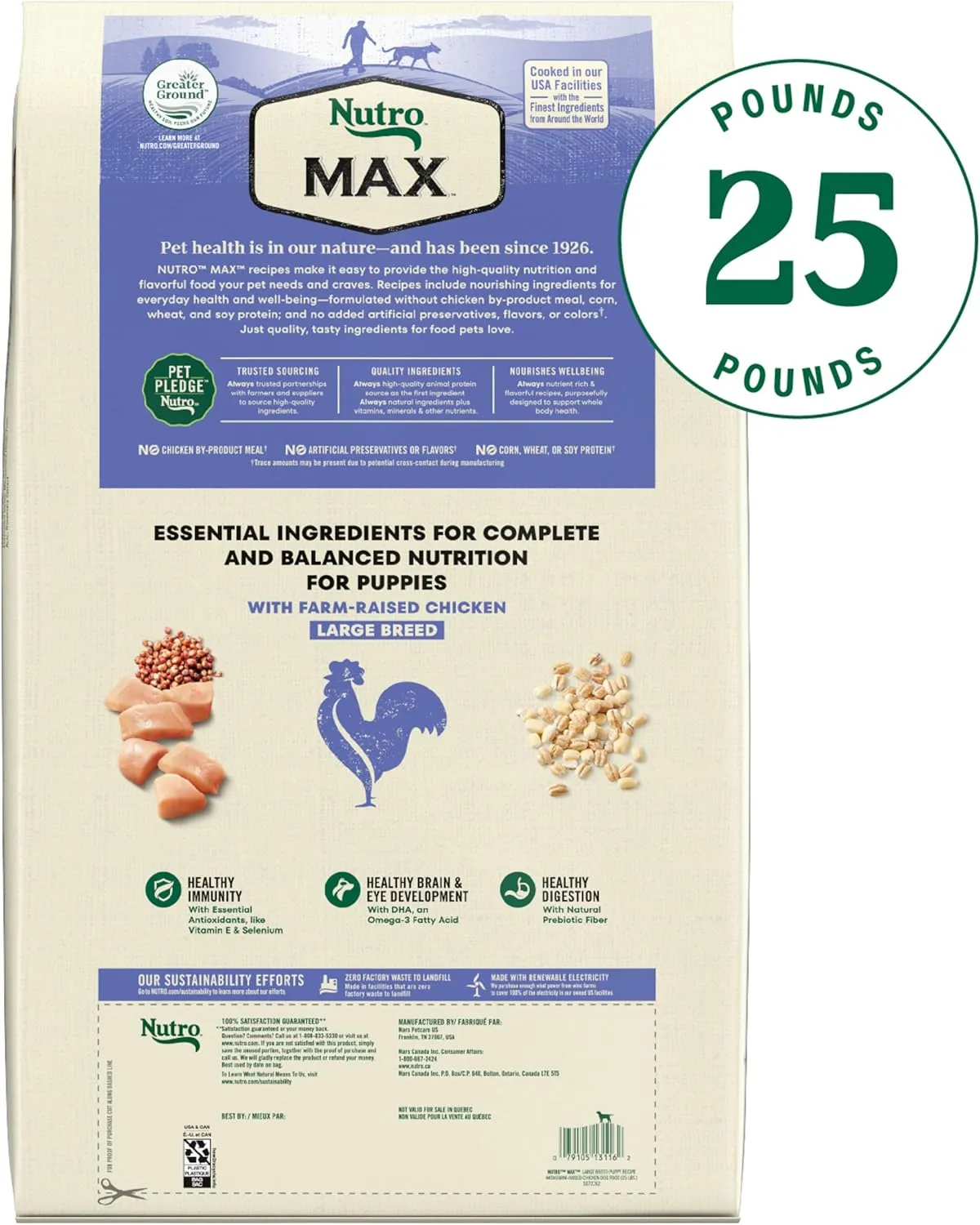 Nutro Max Large Breed Puppy Dry Dog Food with Farm-Raised Chicken, 25 lb. Bag