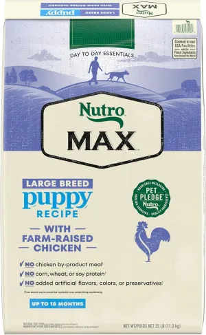 Nutro Max Large Breed Puppy Dry Dog Food with Farm-Raised Chicken, 25 lb. Bag