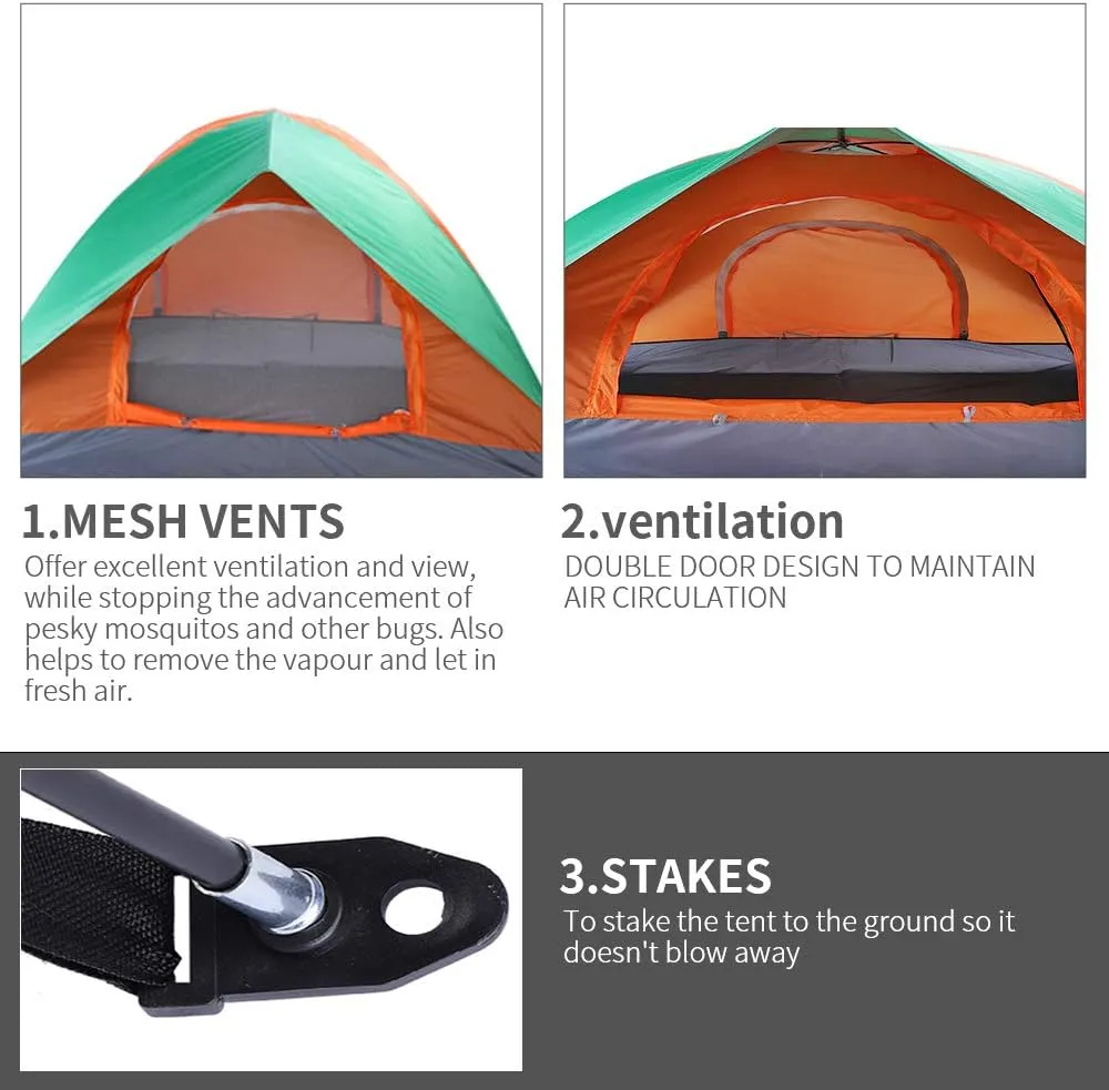 Ochine 1/2/4 Person Camping Tent Family Tents Pops Up Tent Waterproof Windproof Easy Setup Tent Lightweight Dome Tent for Outdoor Camp, Backpacking, Hiking, etc (Ship from USA)