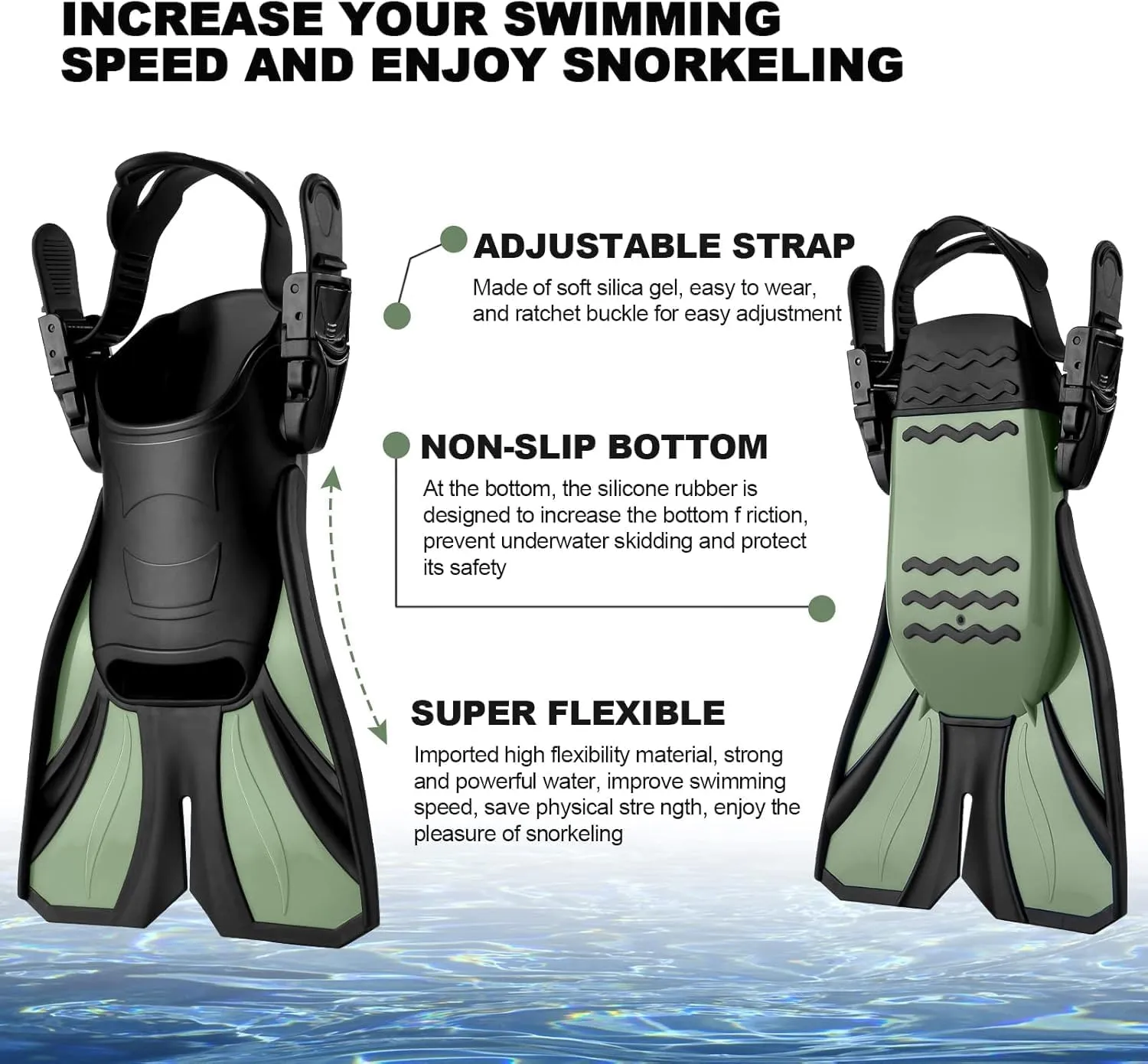 Odoland Snorkeling Packages, Full Face Snorkel Mask for Adults & Youth with Camera Mount, Adjustable Swim Fins, Anti-Fog Anti-Leak Diving Gear for Men Women Teens