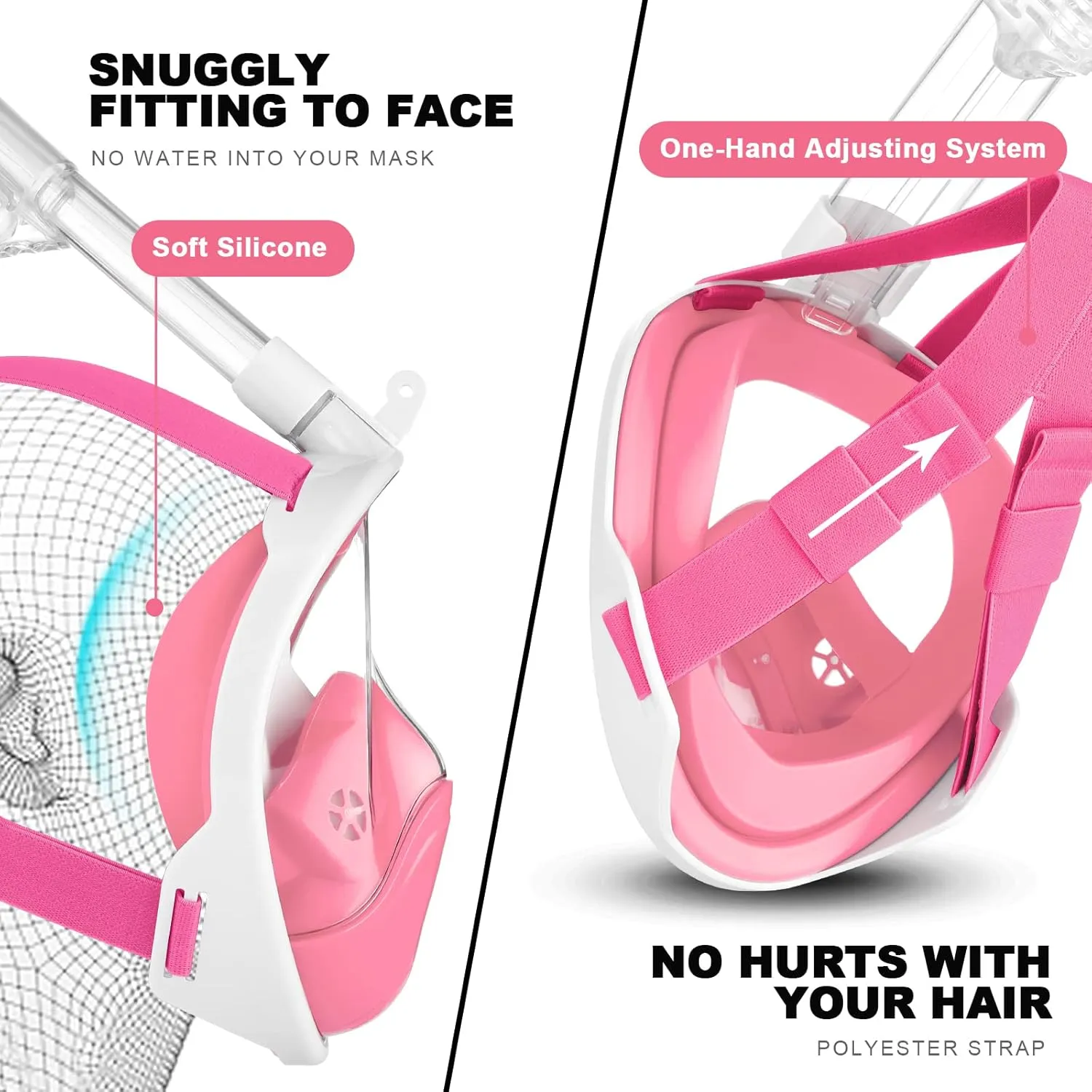 Odoland Snorkeling Packages, Full Face Snorkel Mask for Adults & Youth with Camera Mount, Adjustable Swim Fins, Anti-Fog Anti-Leak Diving Gear for Men Women Teens