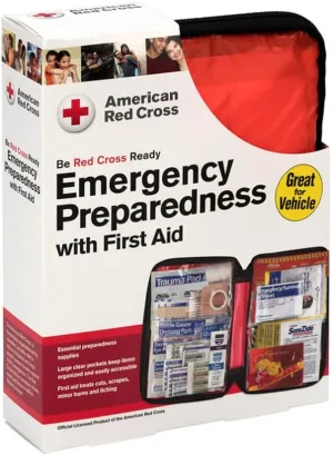 Officially Licensed Product, Large Deluxe Auto First Aid Kit with Soft Case, Emergency Supplies to Clean & Treat Minor Injuries, Keep Hydrated & Warm
