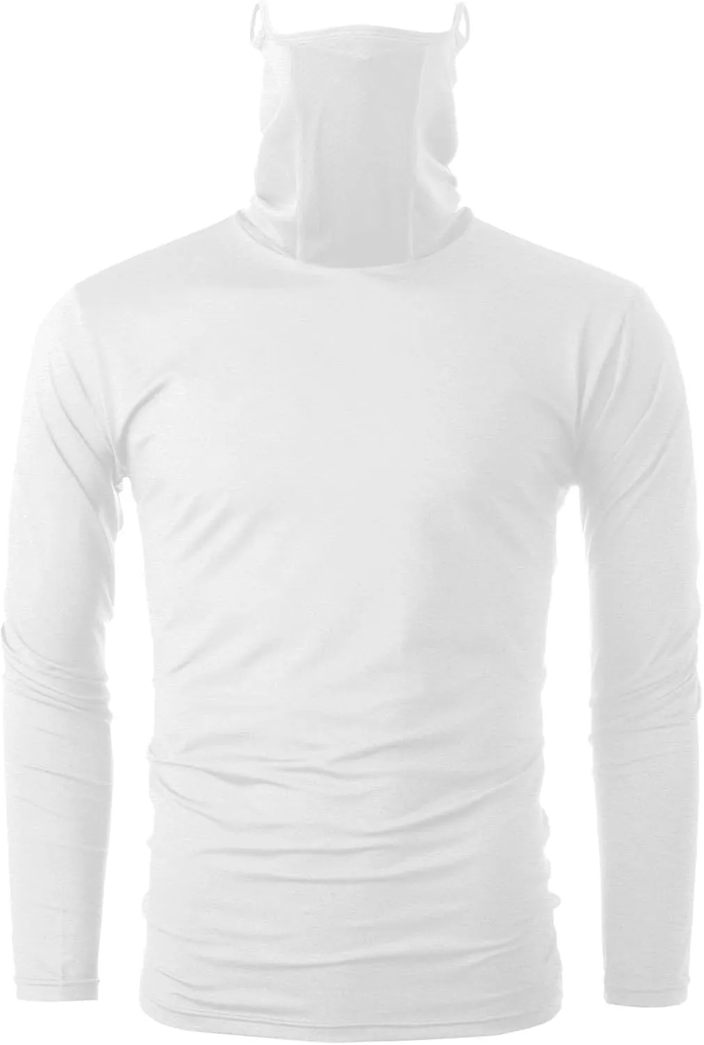 Ohoo Mens Slim Fit Long Sleeve Lightweight Cool Dry UPF 50  Sun Protection Face Mask Mock Neck Athletic Hoodie T-Shirt