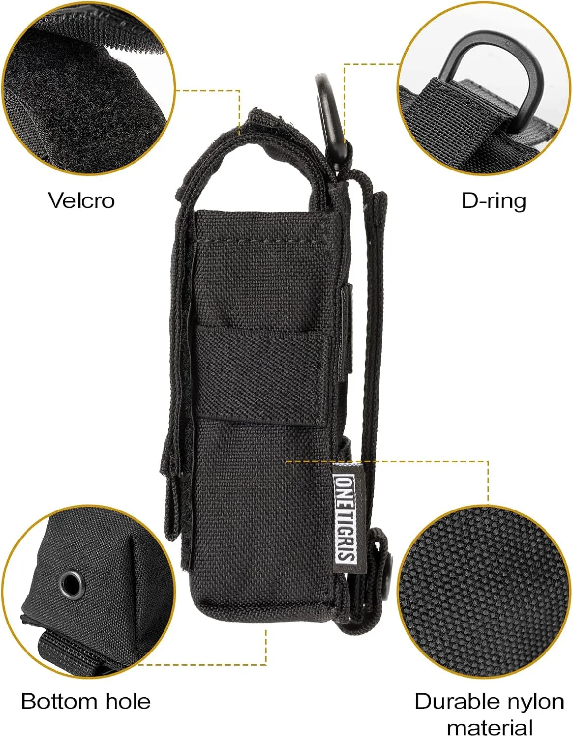 OneTigris Flashlight Holster Flashlight Holder Molle Flashlight Holster Tactical Flashlight Pouch Holder for Belt 1000D Cordura Nylon