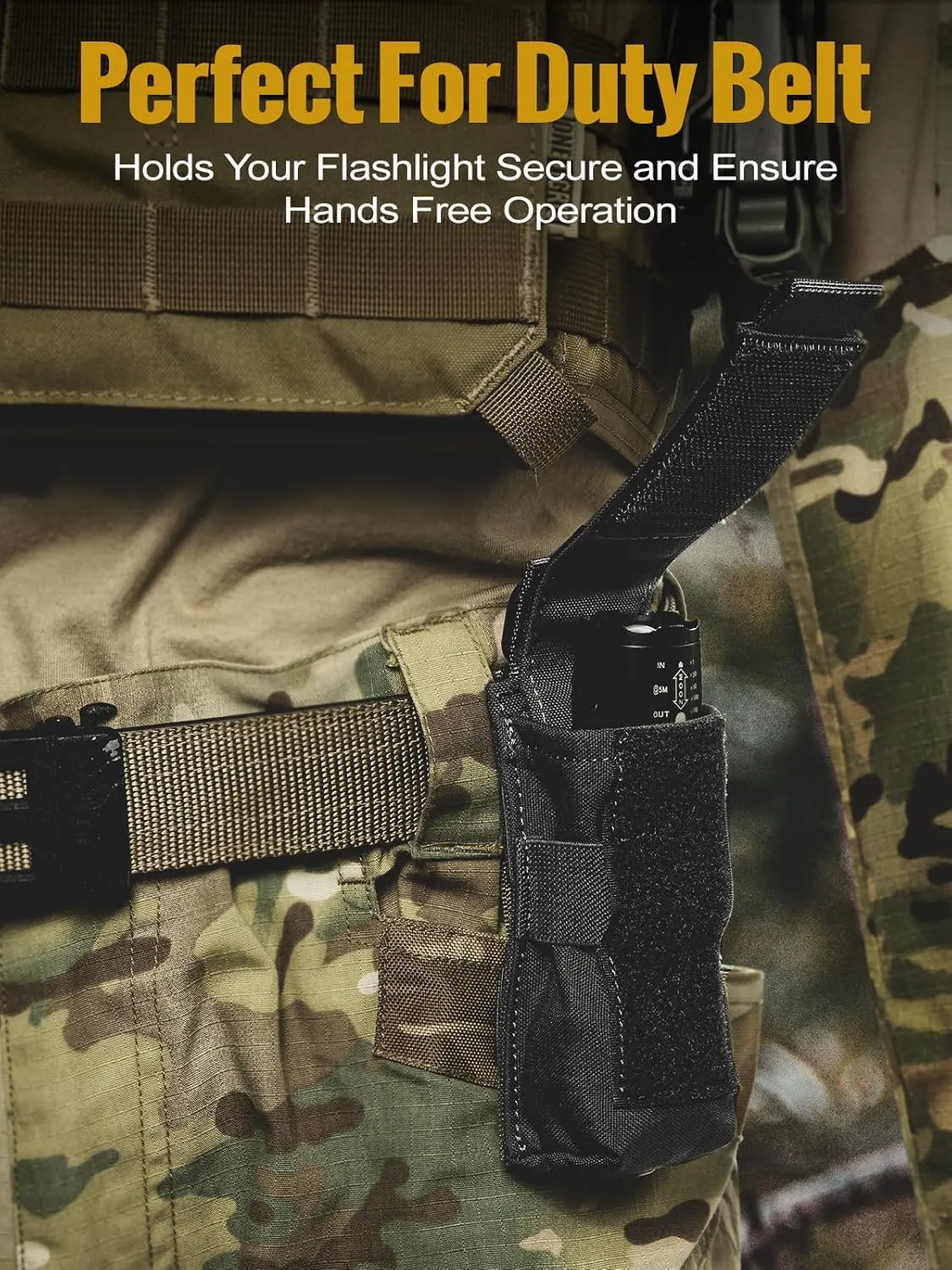 OneTigris Flashlight Holster Flashlight Holder Molle Flashlight Holster Tactical Flashlight Pouch Holder for Belt 1000D Cordura Nylon