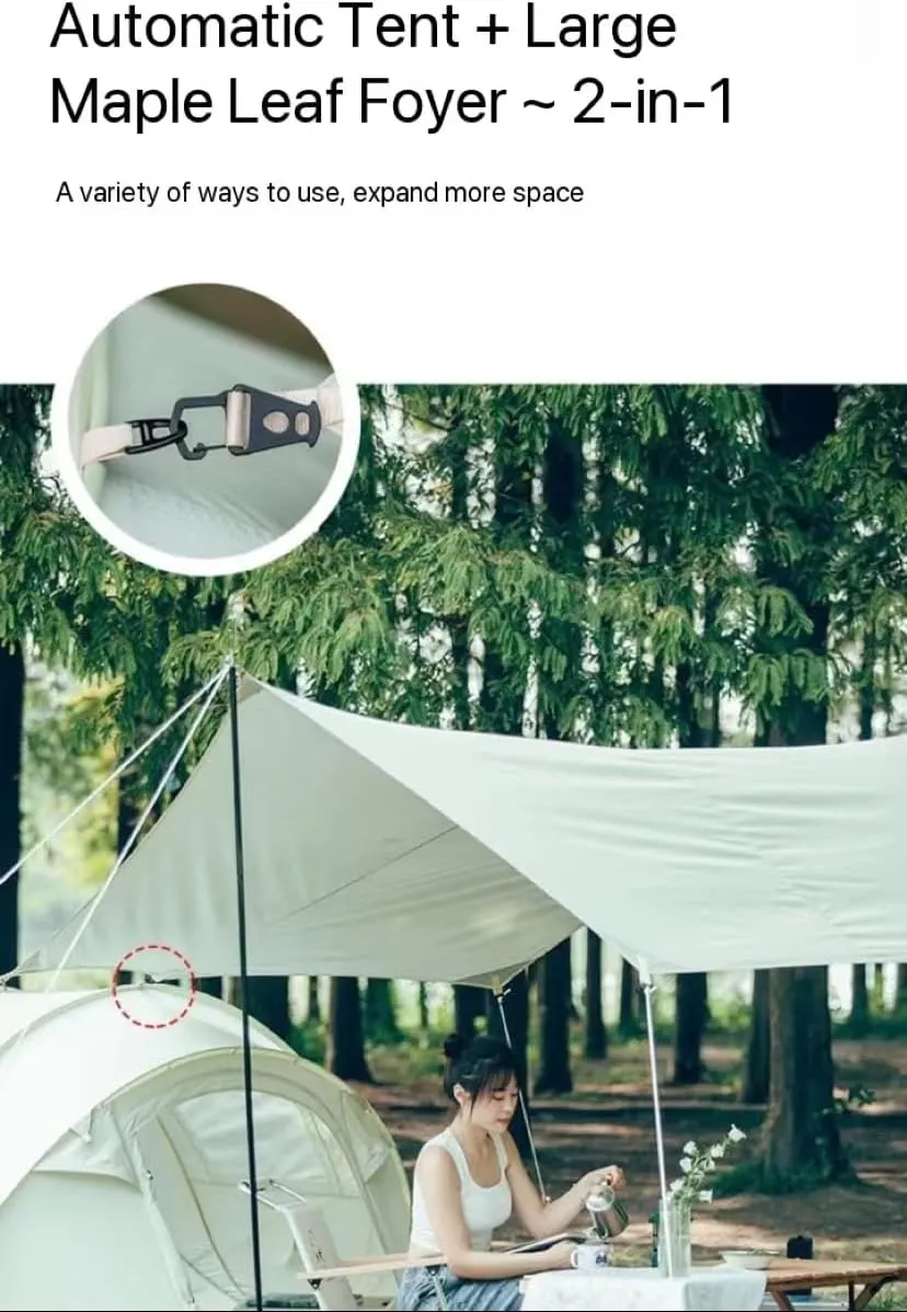 Open in 1 Second, Fully Automatic, No-Build Tent, Outdoor Camping, Sunshade and Rainproof Tent for 3-4 People (Yellow 250 * 110 * 150cm)