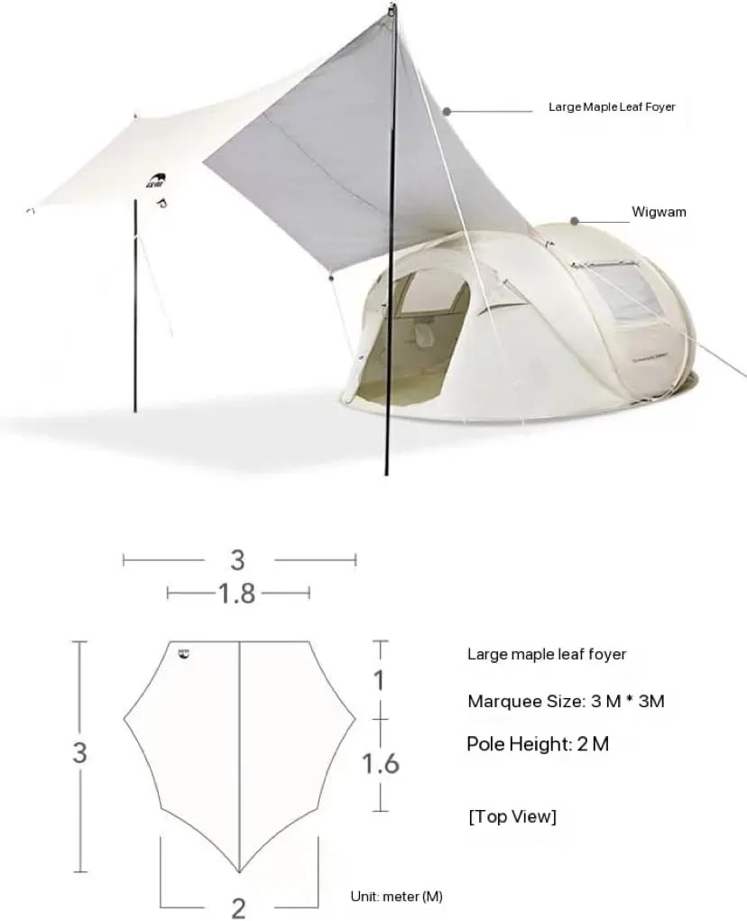 Open in 1 Second, Fully Automatic, No-Build Tent, Outdoor Camping, Sunshade and Rainproof Tent for 3-4 People (Yellow 250 * 110 * 150cm)