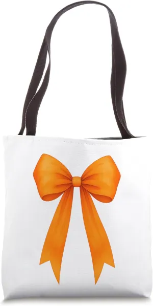 Orange Ribbon Aesthetic Cute Girly Bow Tote Bag