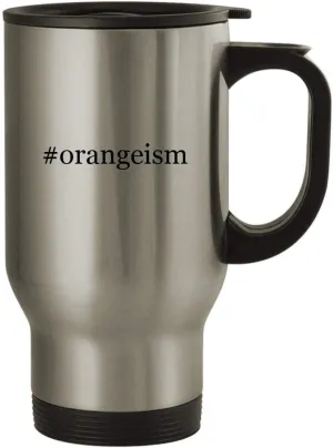 #orangeism - 14oz Stainless Steel Travel Mug, Silver