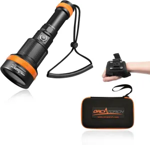 ORCATORCH ZD710 2700 Lumen Zoomable Diving Flashlight WS02 Wrist Strap Combo