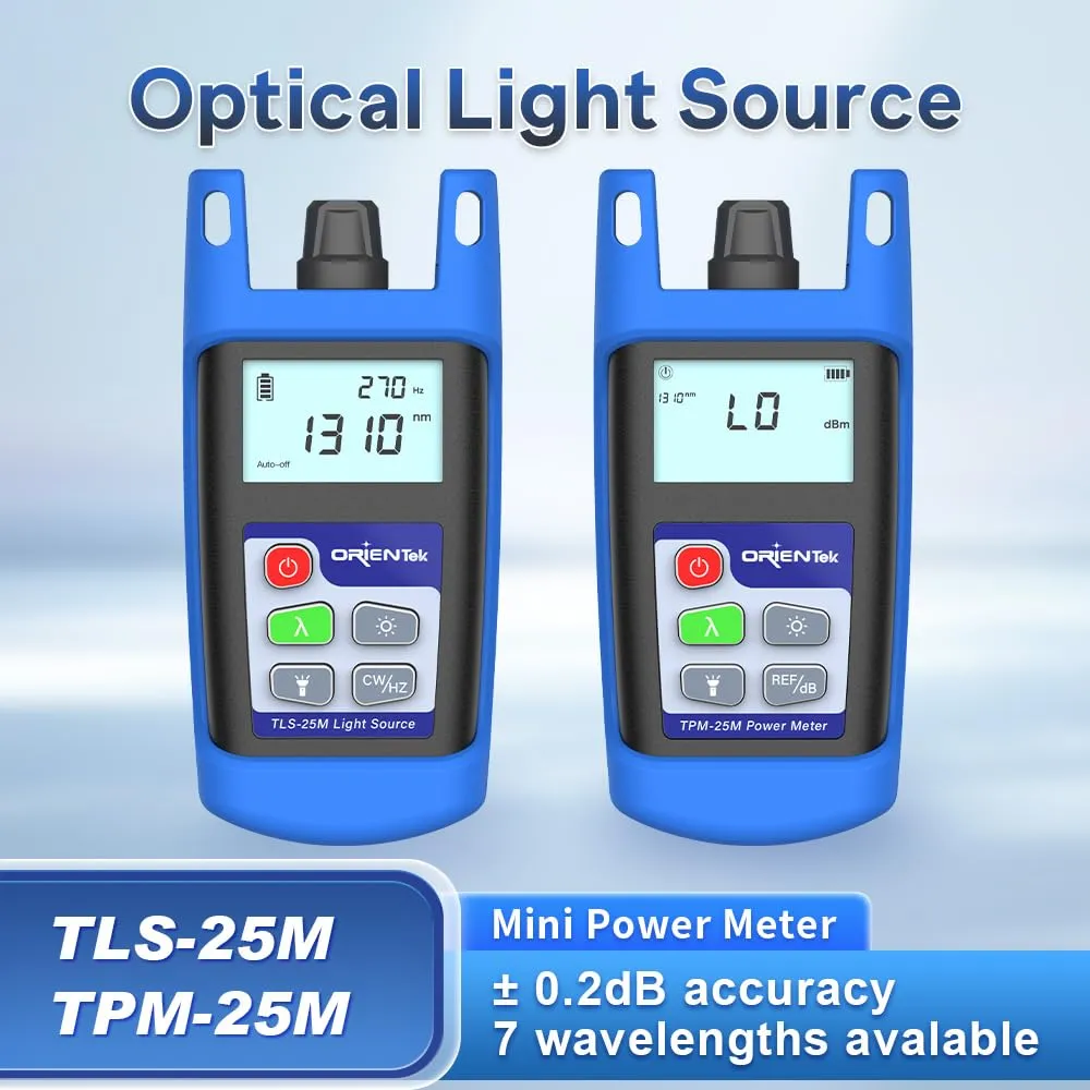 ORIENTEK Optic Fiber Loss Tester Optical Fiber Loss Test Kit TPM-25M Optical Power Meter   TLS-25M Optical Light Source   VFL   FOCP FTTH Series Fiber Optical Tools (TLT-15D)