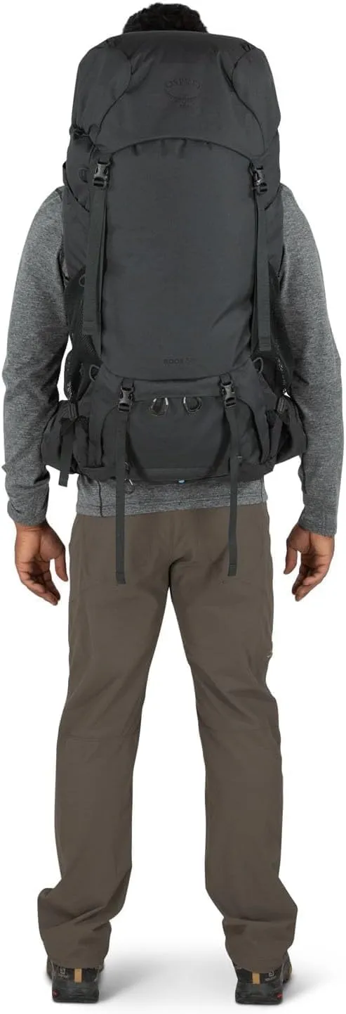 Osprey Rook 50L Men's Backpacking Backpack, Dark Charcoal/Silver Lining