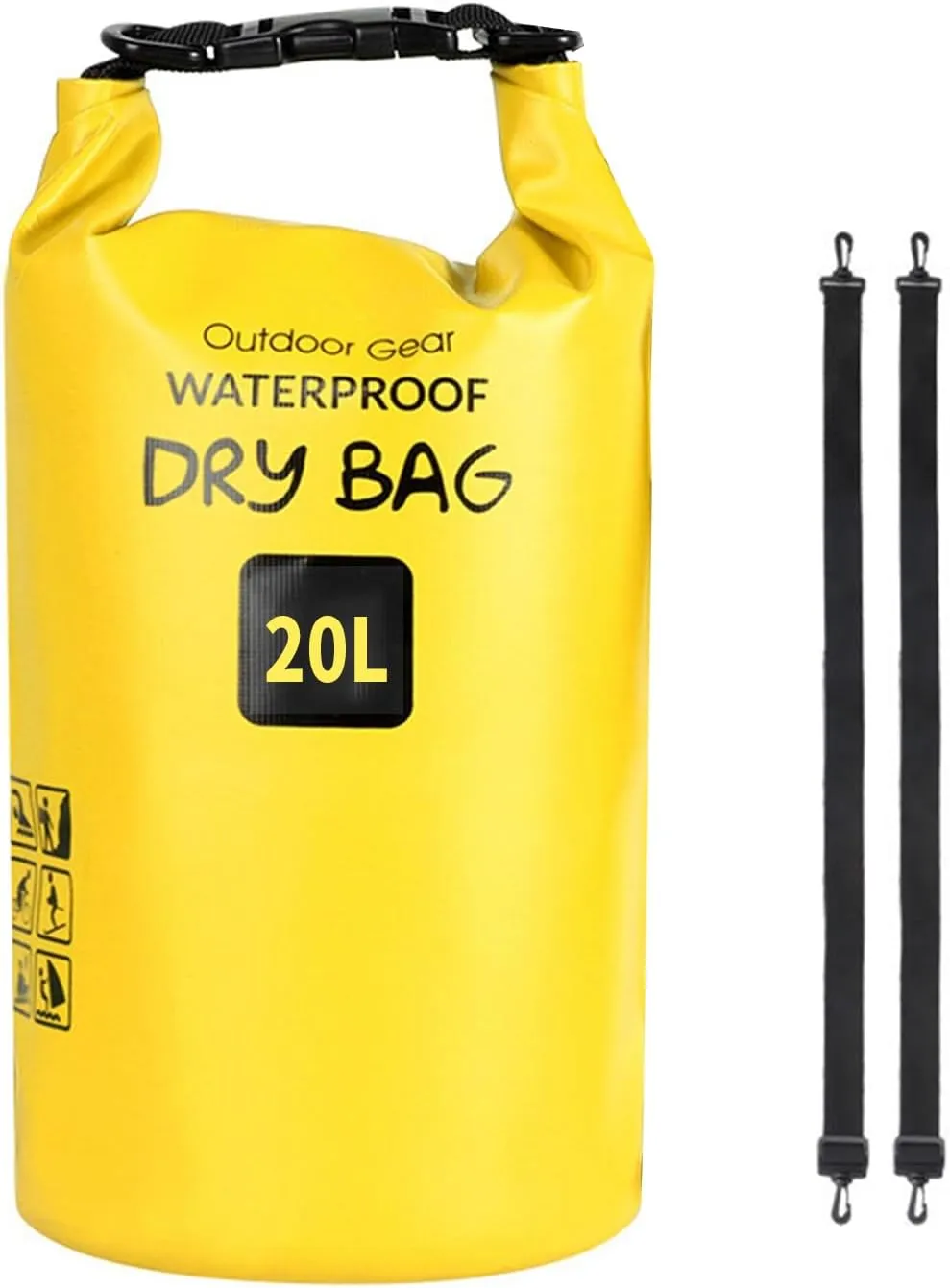 Outdoor Beach Buckled Storage Sacks Waterproofs Dry Bag Swimming Bag Floating Bags for Camping Hiking Trekking, Yellow, 20L