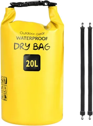Outdoor Beach Buckled Storage Sacks Waterproofs Dry Bag Swimming Bag Floating Bags for Camping Hiking Trekking, Yellow, 20L