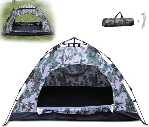 Outdoor Camping Outing 2-3 Person Pop-Up Camping Tents, Outdoor Portable Foldable Automatic and 190T U-V Resistant Polyester Silk Spun Ox Cloth Tent (200X150X120Cm)