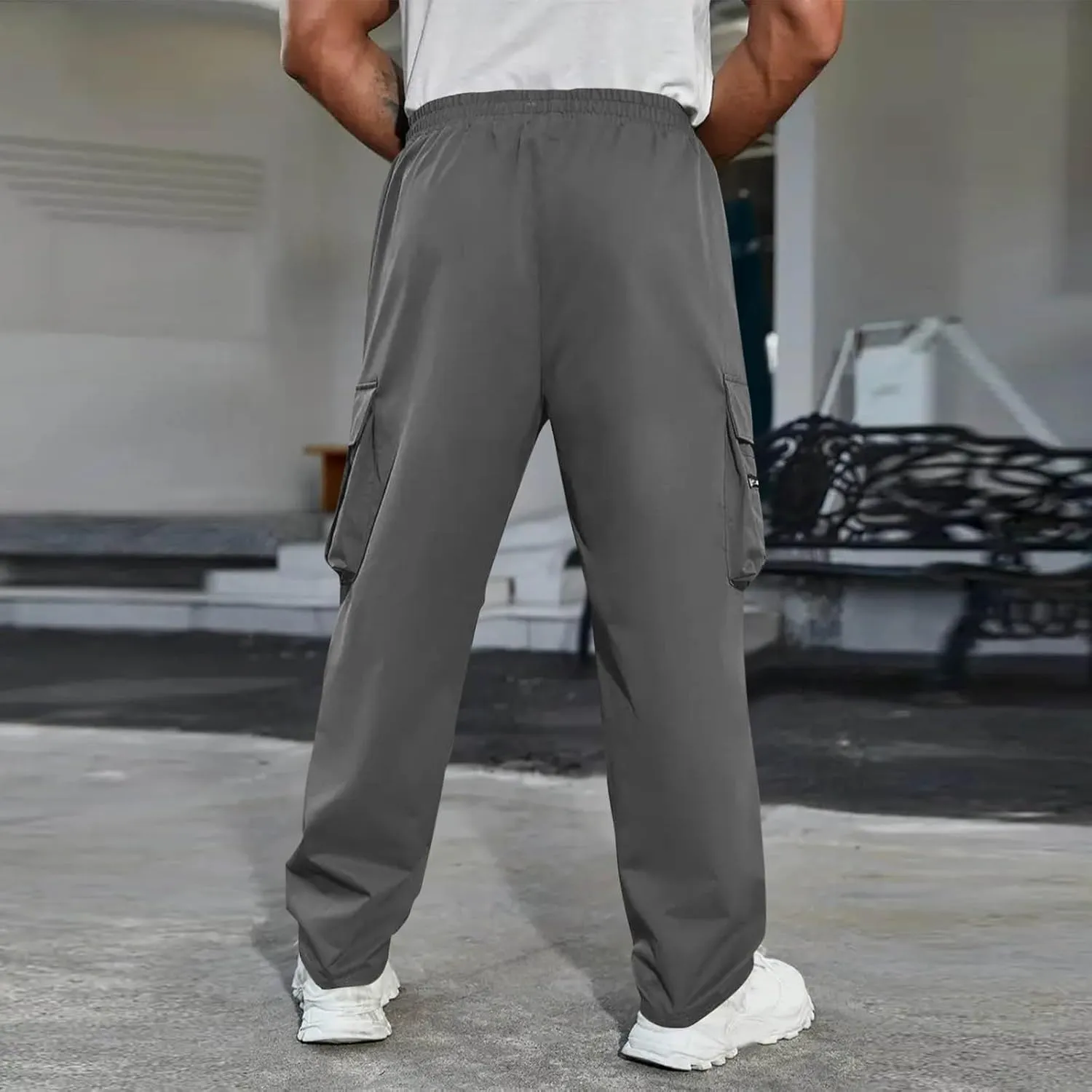 Outdoor Cargo Pants for Men 2025 Lightweight Baggy Street Hiking Pants with Multi-Pockets Oversized Twill Trousers