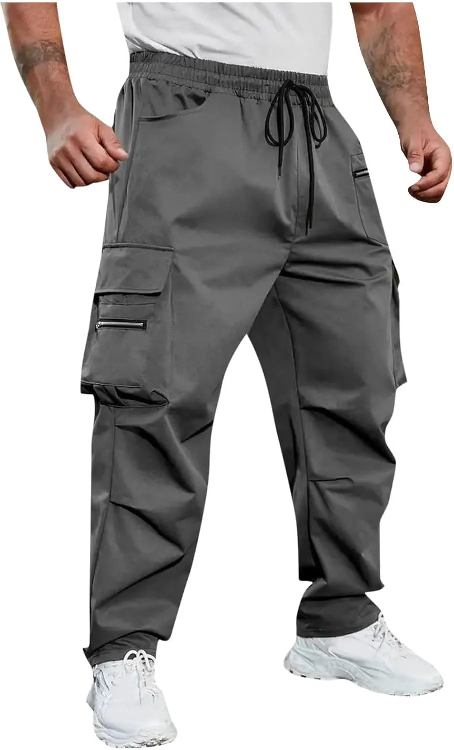 Outdoor Cargo Pants for Men 2025 Lightweight Baggy Street Hiking Pants with Multi-Pockets Oversized Twill Trousers