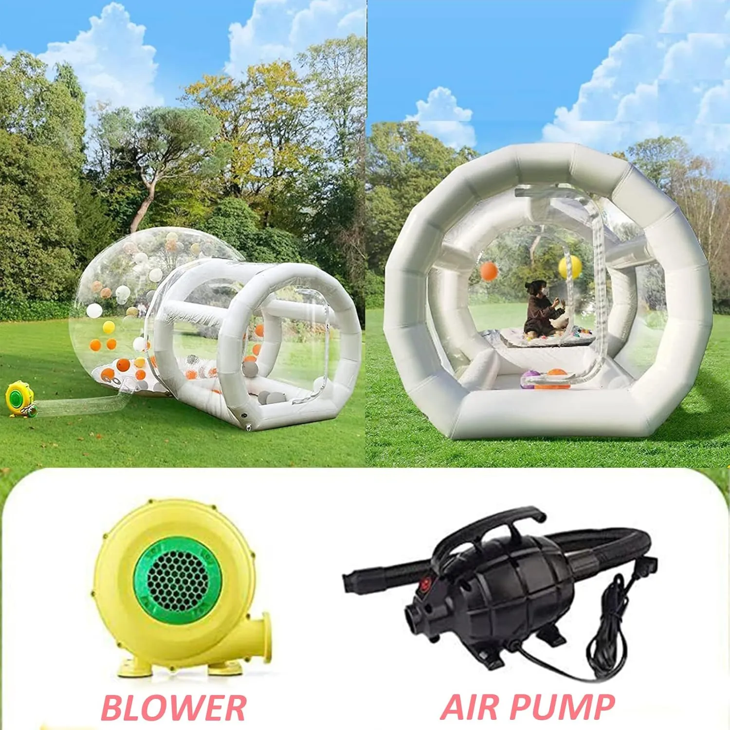 Outdoor Inflatable Bubble Camping Tent Clear Dome Camping Cabin with Air Blower for DIY Outdoor Family Backyard Camping Stargazing