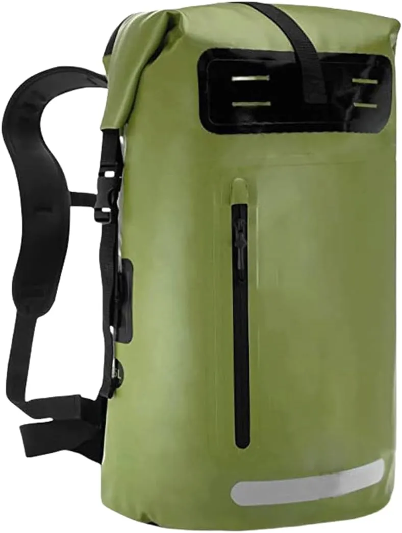 Outdoor PVC Waterproof Dry Backpack Water Floating Bag Roll Top Sack, Dry Backpack Waterproof Surfing Swimming Kayaking (Green,55L)