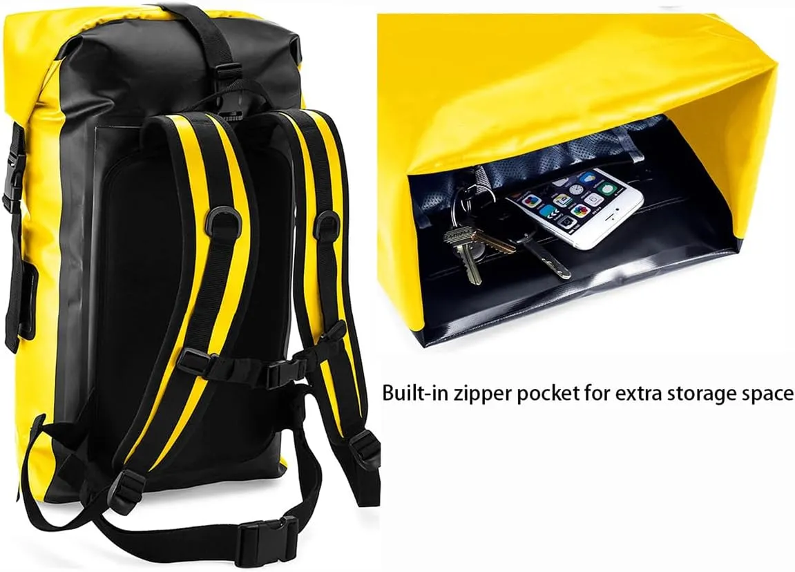 Outdoor PVC Waterproof Dry Backpack Water Floating Bag Roll Top Sack, Dry Backpack Waterproof Surfing Swimming Kayaking (Green,55L)