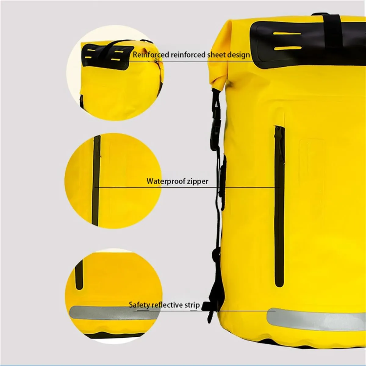 Outdoor PVC Waterproof Dry Backpack Water Floating Bag Roll Top Sack, Dry Backpack Waterproof Surfing Swimming Kayaking (Green,55L)