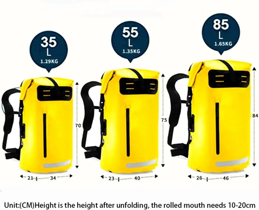 Outdoor PVC Waterproof Dry Backpack Water Floating Bag Roll Top Sack, Dry Backpack Waterproof Surfing Swimming Kayaking (Green,55L)