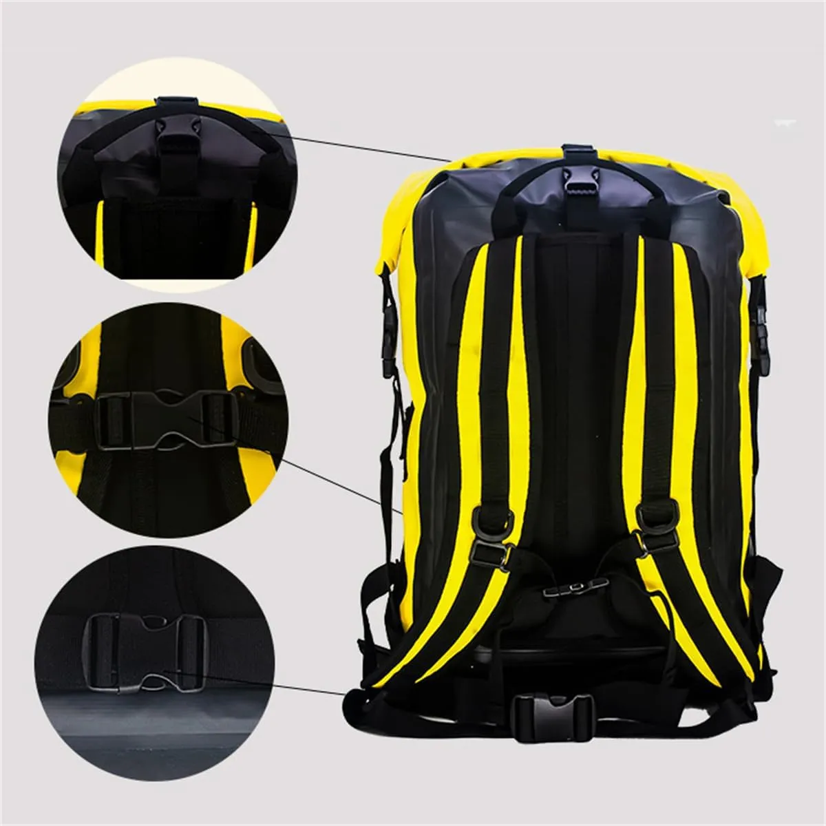 Outdoor PVC Waterproof Dry Backpack Water Floating Bag Roll Top Sack, Dry Backpack Waterproof Surfing Swimming Kayaking (Green,55L)