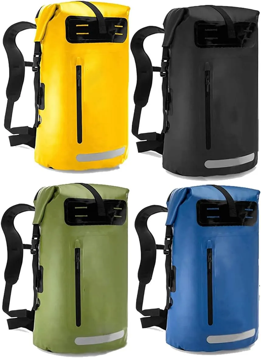 Outdoor PVC Waterproof Dry Backpack Water Floating Bag Roll Top Sack, Dry Backpack Waterproof Surfing Swimming Kayaking (Green,55L)